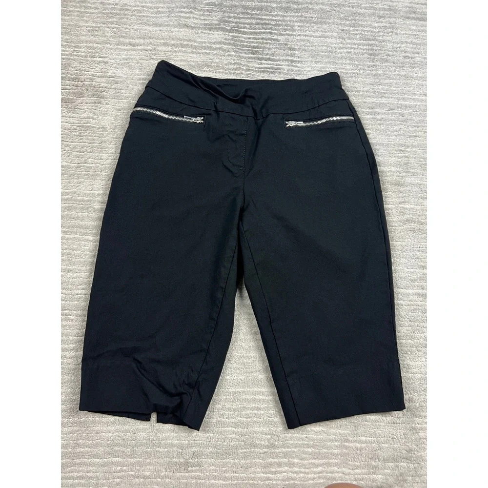 Westbound Bermuda Shorts Womens 6 Black Pull On Stretch‎ Zipper Accent Mid Rise
